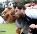 England's Alex Corbisiero and Tom Youngs pack down with Ruckley
