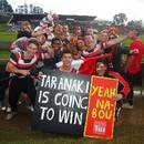 Counties Manukau fans celebrate the Steelers' first defence of the Ranfurly Shield