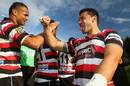 Counties Manukau's Sherwin Stowers and Frank Halai celebrate victory