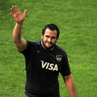 Argentina's Juan Figallo acknowledges the crowd, Australia v Argentina, The Rugby Championship, Patersons Stadium, Perth, September 14, 2013