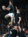 South Africa's Eben Etzebeth collects a lineout