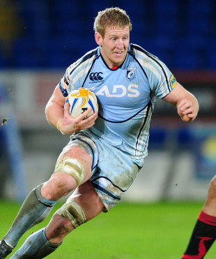 Cardiff Blues' Bradley Davies exploits some space, Cardiff Blues v Newport Gwent Dragons, Magners League, Cardiff City Stadium, Cardiff, December 23, 2011