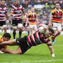 Counties Manukau's Augustine Pulu charges towards the line
