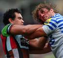 Harlequins' Maurie Fa'asavalu gets to grips with Jacques Burger