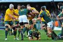 South Africa's Bismarck du Plessis tackles Australia's Stephen Moore