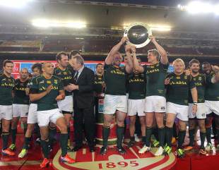 Springboks players celebrate their win, South Africa v Australia, Rugby Championship, Newlands Stadium, Cape Town, 28 September, 2013