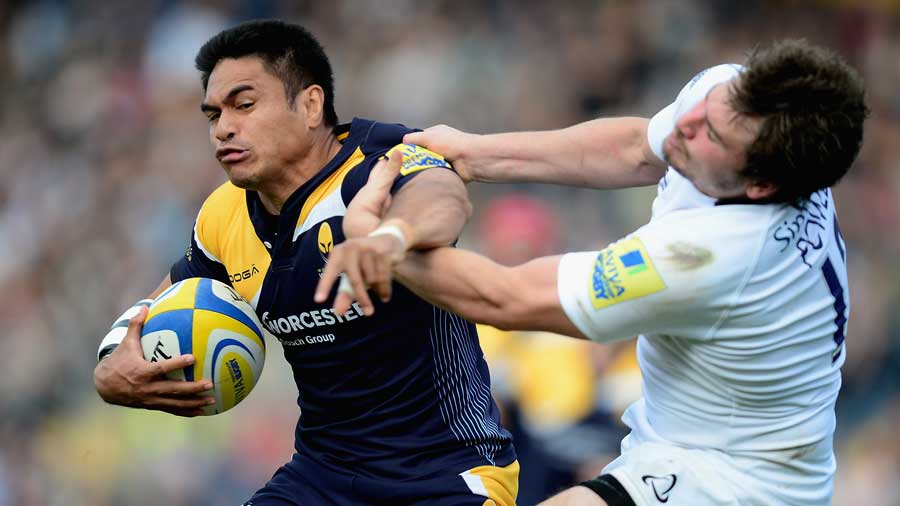 Worcester's David Lemi is halted by Newcastle's Adam Powell