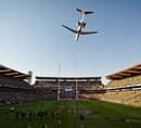 A plane flies over Ellis Park before the South Africa v New Zealand game