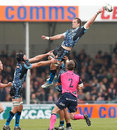 Kai Horstmann of Exeter jumps for a line-out ball