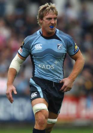 Cardiff Blues' Andy Powell in action during the Anglo-Welsh Cup match against Leicester Tigers at the Arms Park in Cardiff, Wales on October 25, 2008. 
