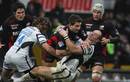 Saracens' Kevin Sorrell of Saracens is tackled by Bristol's Shaun Perry 