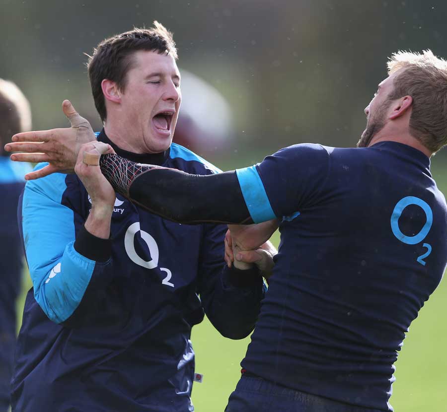England's Joel Tomkins is clearly loving life in training