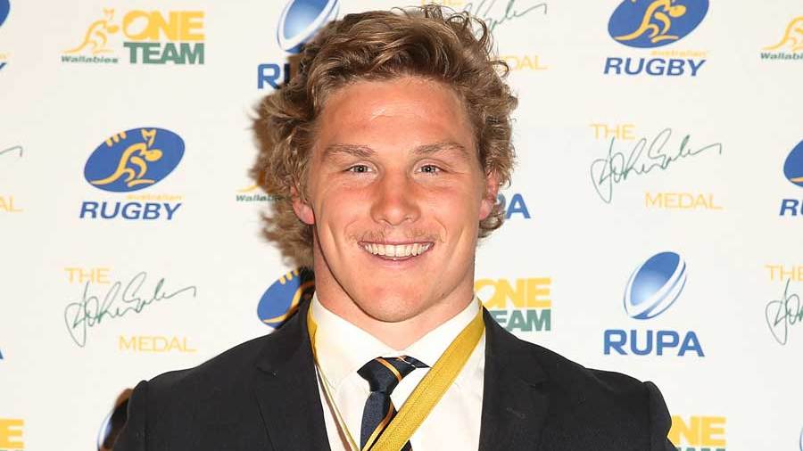 Michael Hooper of the Wallabies poses with the John Eales Medal, Sydney Convention & Exhibition Centre, Sydney, October 24, 2013