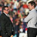 Tasman head coach Kieran Keane and assistant coach Leon MacDonald compare notes