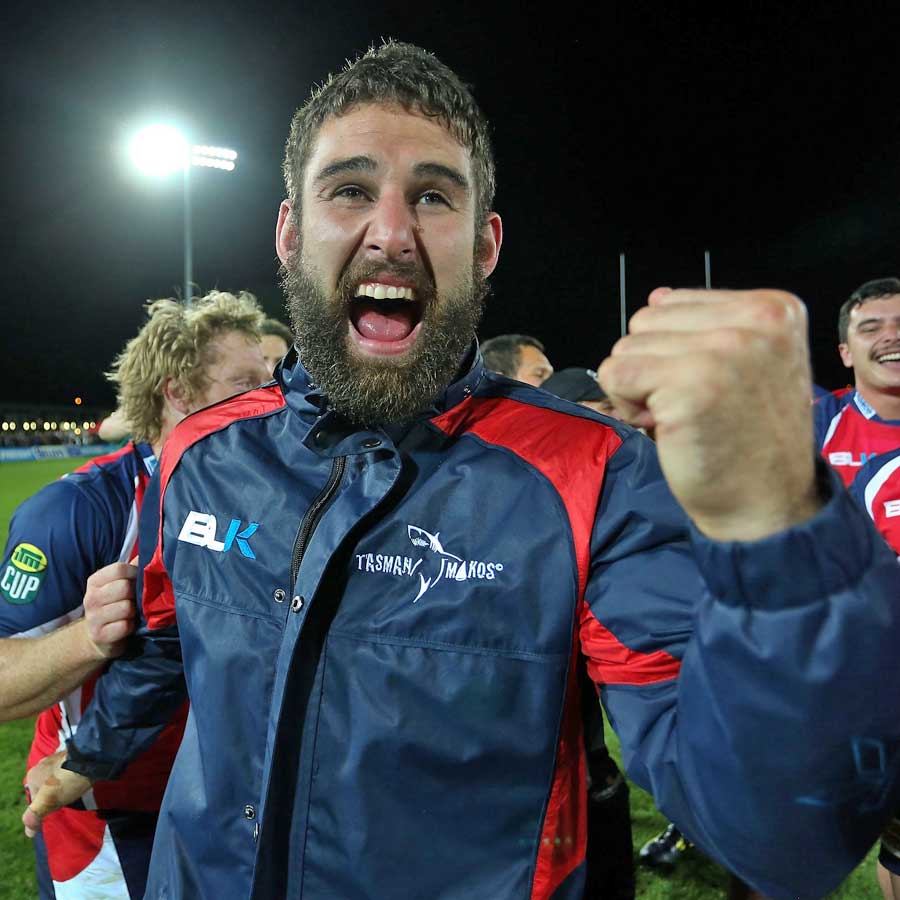 Tasman's Billy Guyton celebrates victory