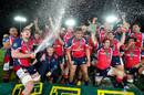 Tasman players celebrate victory in the ITM Cup Championship final