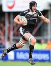 Exeter's Dean Mumm sprints away for the try
