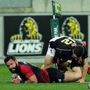 Canterbury's Ryan Crotty dives over for a try
