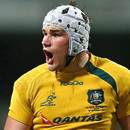 Australia's Ben Mowen shouts at team-mates