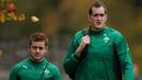 Ireland's Paddy Jackson and Devin Toner make their way to training