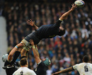  Julio Farias Cabello of Argentina reaches for the ball in the line-out