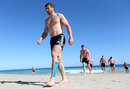 Leigh Halfpenny after surfing on the coast at Noosa