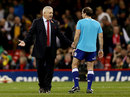 Old friends? Not exactly. Warren Gatland in conversation with referee Alain Rolland
