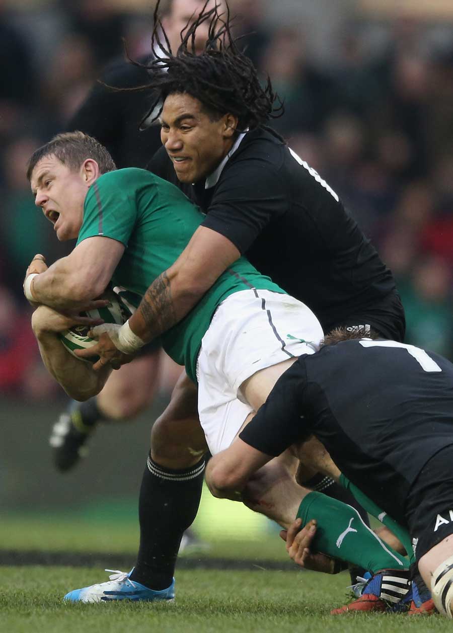 Ireland's Brian O'Driscoll is halted by Ma'a Nonu