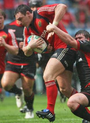 Munster's David Wallace charges upfield, Munster v Saracens, Heineken Cup semi-final, Ricoh Arena, Coventry, England, April 27, 2008