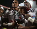 Fiji celebrate after winning the Dubai leg of the HSBC Sevens World Series