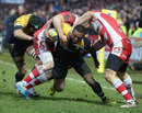 Josh Drauniniu of Worcester is knocked into touch 