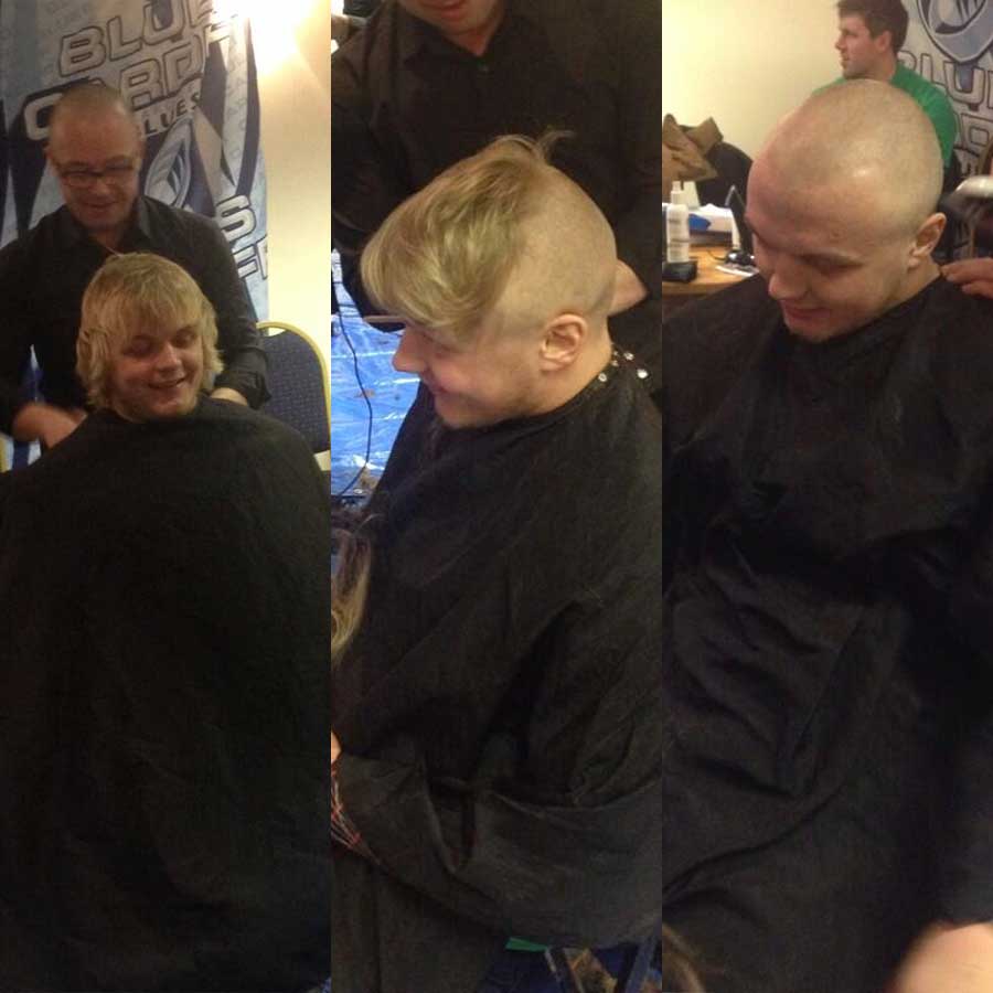 Before, during and after - Cardiff Blues' Luke Hamilton shaves his hair off for charity