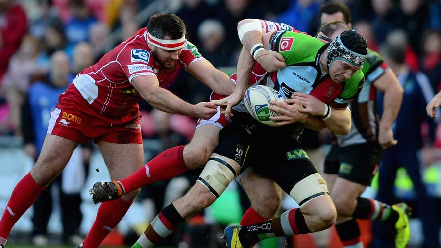 Harlequins' Nick Kennedy does his best to make some yards 