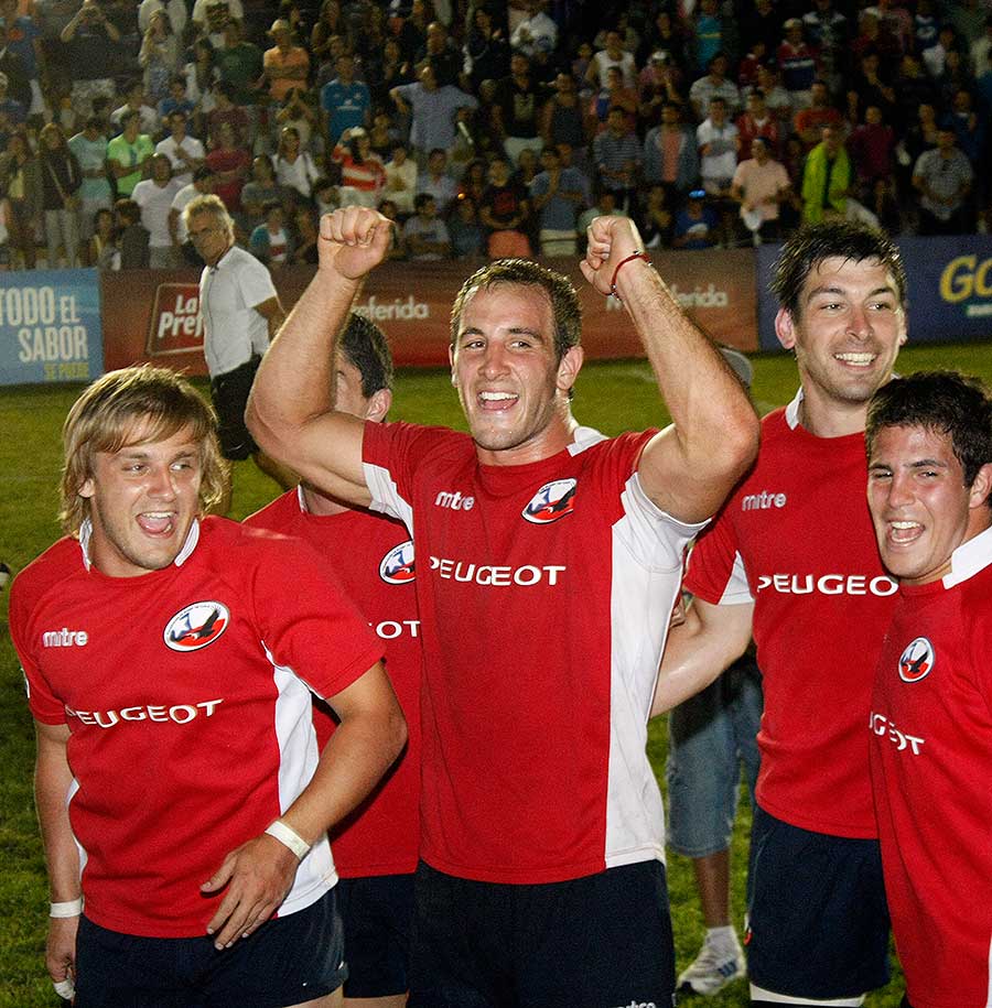 Chile celebrate qualification for the Hong Kong Sevens