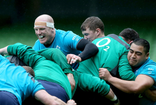 Paul O'Connell in the thick of things during Ireland training, Irish open training session, Aviva Stadium, Dublin, January 24, 2014