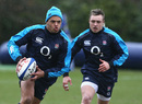 England new boys Luther Burrell and Jack Nowell training ahead of the trip to France