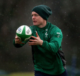 Brian O'Driscoll wrapped up against the cold and the wet, Carlton House, Dublin, January 29, 2014