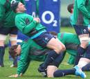 Ireland's Rory Best and Andrew Trimble in training