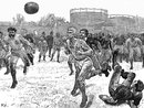 A contemporary drawing of the first rugby international in England