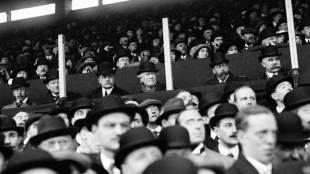 Lord Howe, Prime Minister H. H. Asquith, King George V and Arthur Hartley (the President of the Rugby Association) watch the match, England v Ireland, Five Nations, February 2, 1914