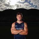 The Rebels' Jason Woodward poses during training session