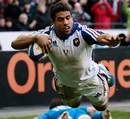 France's Wesley Fofana takes flight for their second try