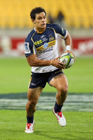 Matt Toomua runs the ball, Hurricanes v Brumbies, Super Rugby,Westpac Stadium, Wellington, March 7, 2014