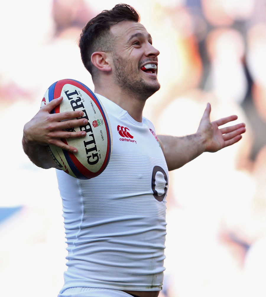 Danny Care celebrates his early try