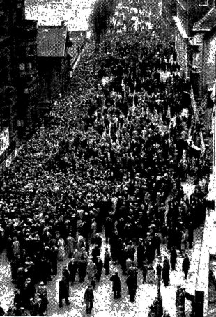 Some of the thousands locked out of the match ... hundreds tried to storm their way into the ground, Wales v Ireland, Cardiff, March 14, 1936