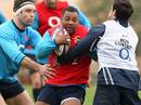 England's Steffon Armitage in action during a training session