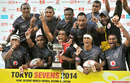 Fiji celebrate winning the  IRB Rugby Sevens World Series in Tokyo