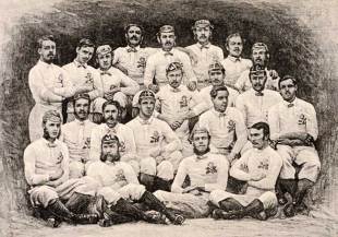 England line up for their first ever game against Scotland, March 1, 1871