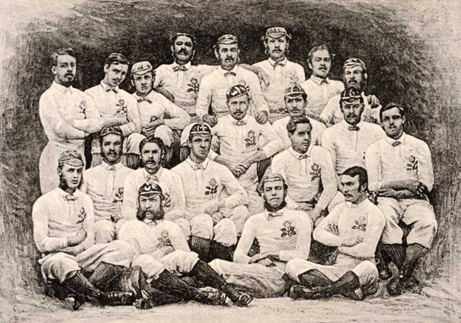 England line up for their first ever game against Scotland