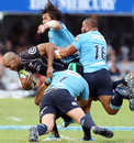 The Sharks' JP Pietersen finds himself at the centre of the Waratahs' attention